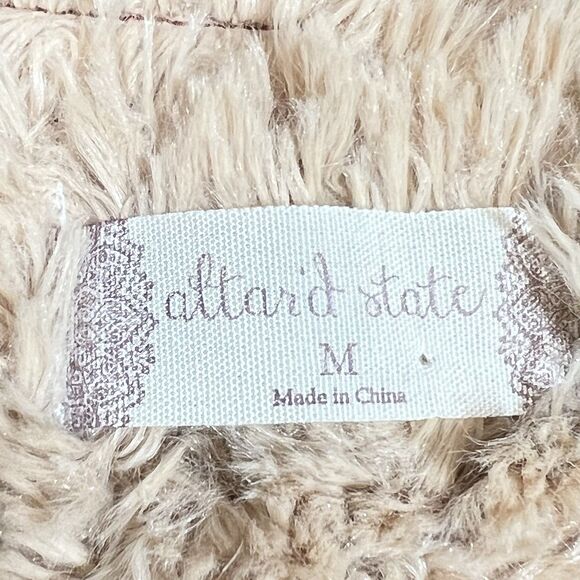 Altar’d State Jacket Women’s Medium Sherpa Lined Burgundy Plaid Coat Snap Button - Picture 11 of 12